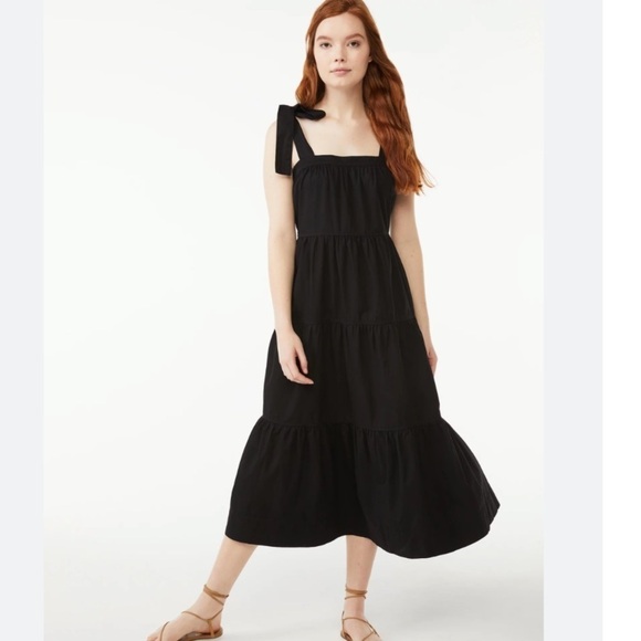 Free Assembly Tiered Maxi Dress with Shoulder Ties - Picture 1 of 8